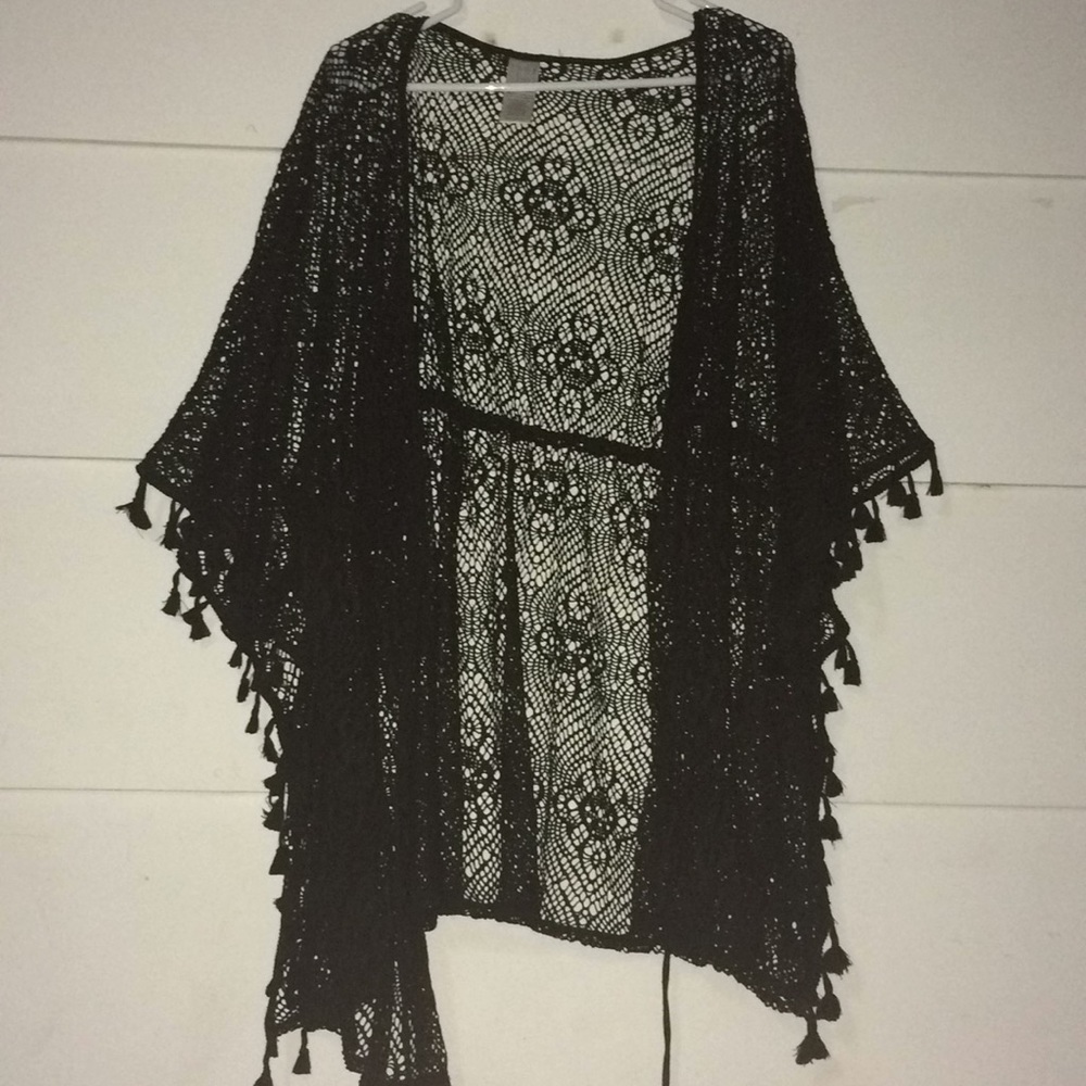 Black Full Lace Beach/ Pool Coverup Very Stretchy